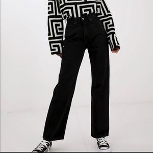 Weekday 100% Organic Cotton Slim Straight Leg High Waist Jeans - Echo Black